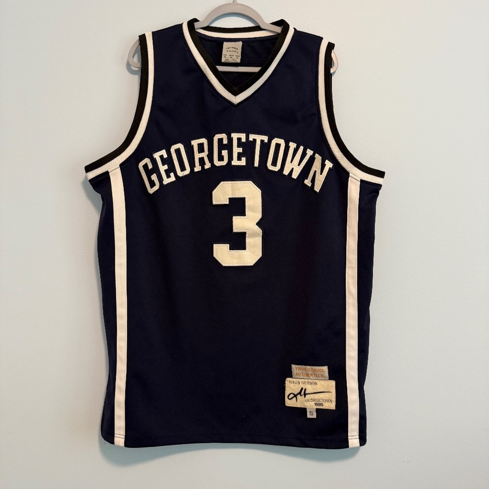 Georgetown Hoyas Allen Iverson #3 True School Jersey Mens XL(52)Blue Sleeveless.